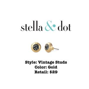 NIB Stella & Dot Vintage Stud Earrings - Gold